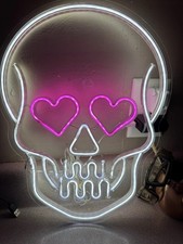 Letrero de neón Calavera FAUX decoración de pared, luz LED vanguardista para dormitorio/bar/USB LED
