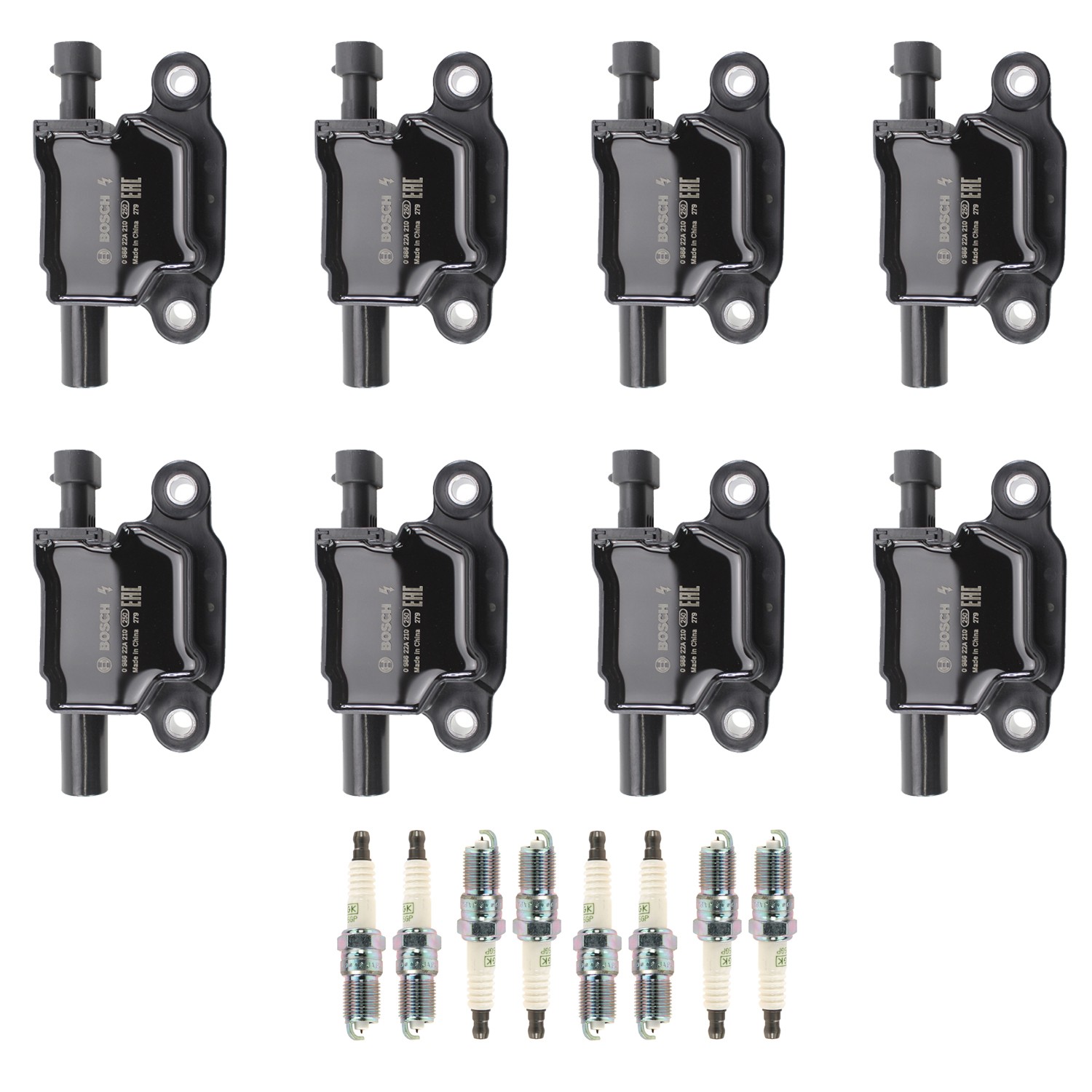 Bosch Ignition Coils and NGK Spark Plugs Kit for Saab 9-7x 05-09 5.3L/6.0L