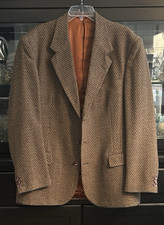 BACHRACH tweed blazer txtured brown houndstooth 42 L long
