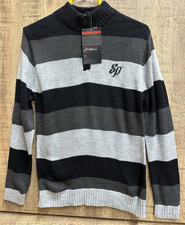 SouthPole sweater Y2K Vintage boys youth size M 12 14 striped black grays