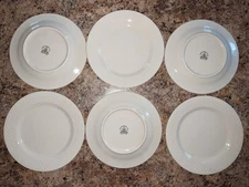 6 Homer Laughlin China Gothic Embossed White Salad Plates 8” USA Lead Free CCCA