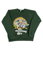 Vintage Walt Disney World Green Crewneck Sweatshirt Mickey Friends Gildan Small