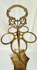 Vintage Brass Art Deco UMBRELLA / CANE Stand w drip tray -  Entry way / Foyer