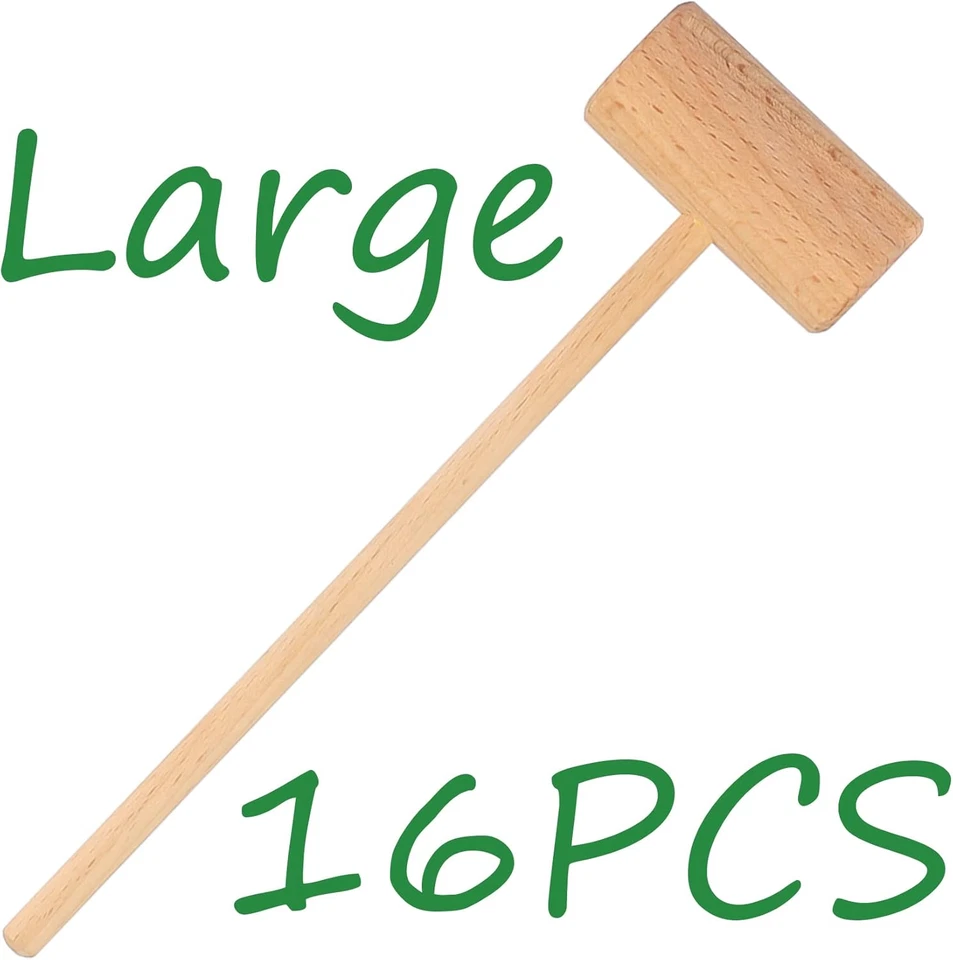 8.26" Wooden Crab Mallets Crab Hammers Lobster Seafood Crackers (16 Pieces) - Image 3 of 4