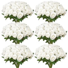 VEVOR 120 Pezzi Rose Bianche Fiori Artificiali Realistico Decorazioni Natalizie