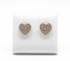 Heart Stud Earrings Featuring Clear Rhinestones