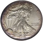 1998 American Silver Eagle 1 oz .999 Fine Silver Dollar Coin Toned