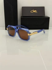 Cazal Sunglasses Midnight Blue Amber Shade Square Bold Glasses
