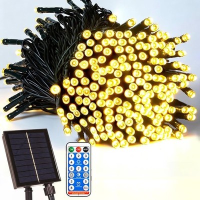 Solar String Lights Outdoor Waterproof with USB Charging & Remote & Memory, E...