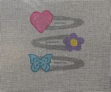 Hand Painted, Needlepoint Canvas, 13 Mesh, Retro Barrettes  