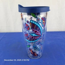 TERVIS Tumbler 24 oz Cup ~ BOHEMIAN FLOWERS FLORAL ~ Hot Cold Mug & Lid