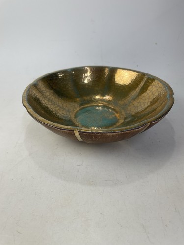 Gene Lodi 7-3/8 Bowl, Art Pottery, Gold, Turquoise Signed & Numbered #353, READ - Picture 6 of 13