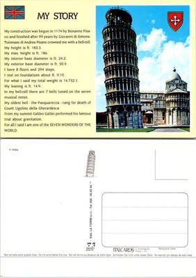 Leaning Tower of Pisa Postcard Italcards Unposted Vintage Travel Italy Souvenir