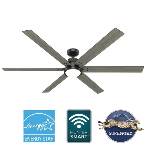 60" Hunter Gravity Matte Black LED Smart Ceiling Fan - Picture 6 of 6