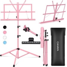 Portable Sheet Music Stand Dual Use Desktop Holder Bag Clip 54.3 Inch CMS0204P