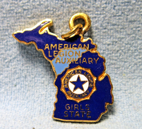 1970's MICHIGAN American Legion Auxiliary  Wolverine GIRLS STATE Enameled CHARM