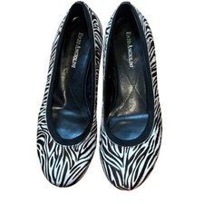 Vintage Enzo Angiolini Women's 8 calf hair leather ballet flats luxury designer 