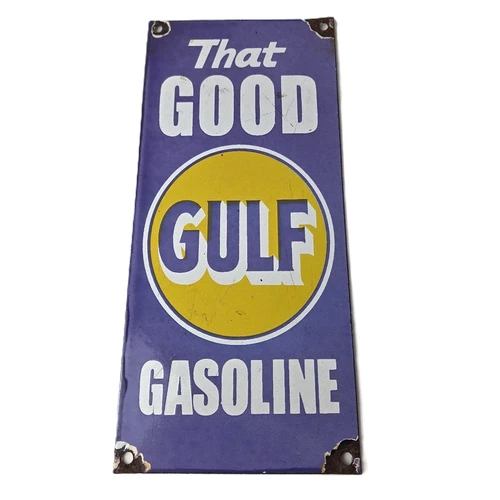 Vintage Good Gulf Gasoline Sign - Service Station Gas Pump Advertising Sign