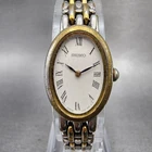 Seiko Watch Women 17mm White Dial Two Tone Oval Vintage V400-1029 New Battery