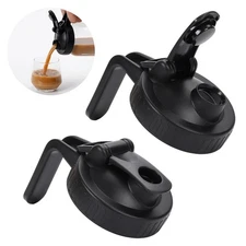 Wide Mouth Mason Jar Pour Spout Lid - 2 Pack Black Airtight Flip Cap with Handle