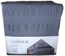 habitat Stripe Seersucker Bedding Set size SUPER KING Duvet Cover Set GREY NEW