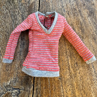 FASHION ROYALTY NU FACE 2007 PRETTY CALCULATED ERIN GREY ORANGE TOP FOR 12'' DOLL