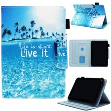Universal 10 10.1 Inch Android Tablet Case, Dluggs PU Leather Stand Beach