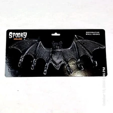 Spooky Hollow Bat Wall Hooks Decorative Halloween Goth Black New 6 Hooks Metal