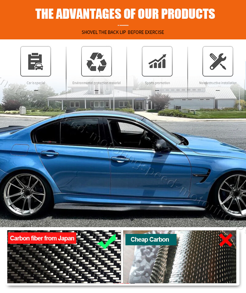 For 2014-2019 BMW F80 M3 REAL Carbon Fiber Side Skirt Extension