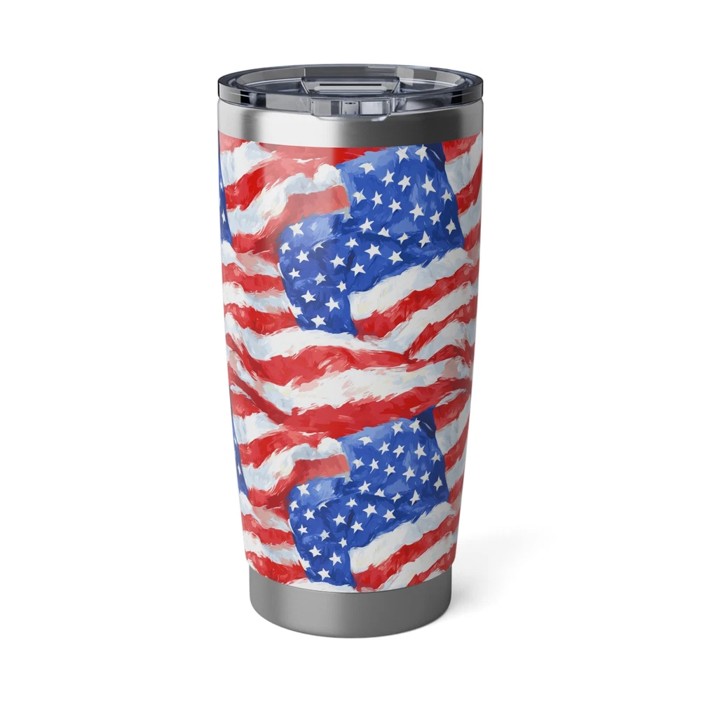 Tumbler, American Flags Paint Colorful, Patriotic Travel Mug, USA Theme Gift