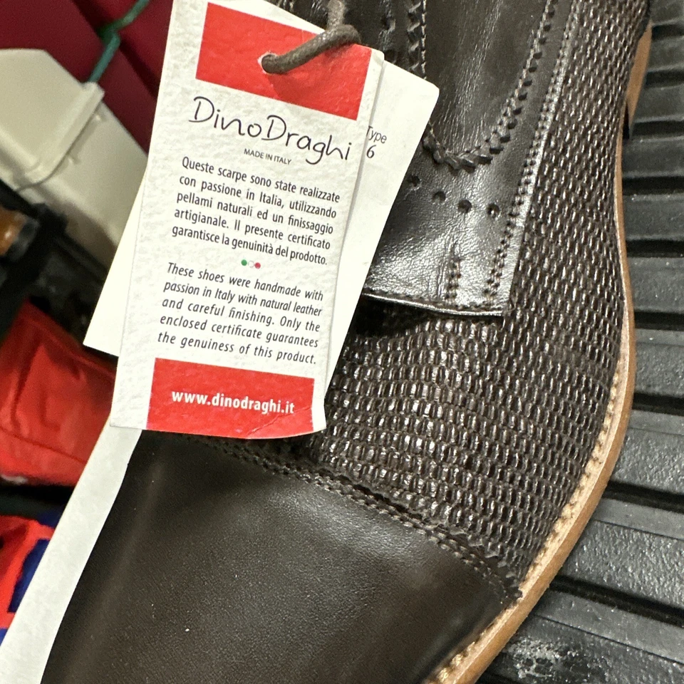 Zapatos para hombre Dino Bigiono marrón cuero nuevo con cordones talla 11-45 hechos a mano en Italia Foto 4 de 4