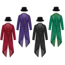 Kids Boys Tailcoat Performance Jacket Cosplay Costume Magician Hat Dress Up