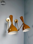 Set of 2 Brown Wall Sconce Mid Century 1950's Italian Stilnovo Sconce Lighting