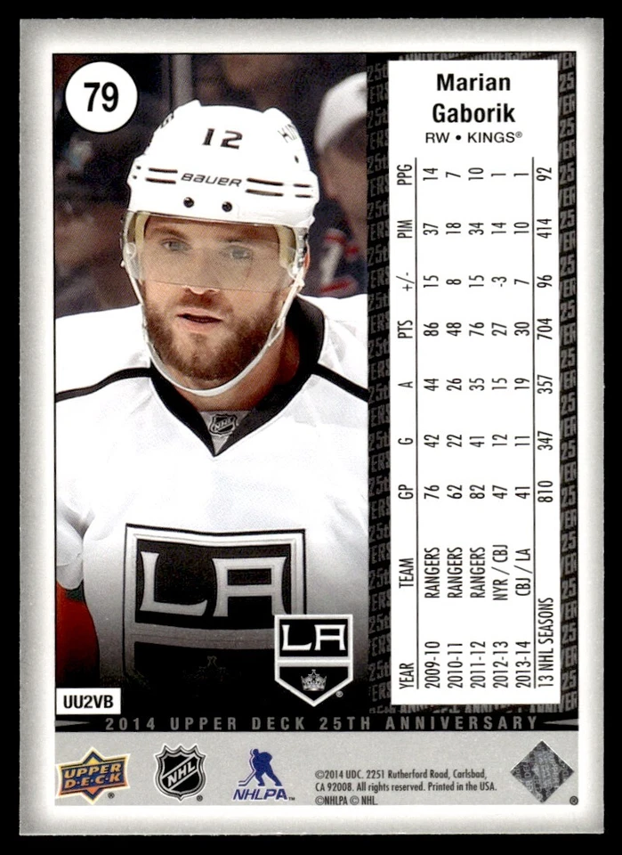2014 Upper Deck 25th Anniversary Marian Gaborik New York Rangers #79 - Image 2 of 2