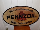 Vintage Pennzoil Safe Lubrication Double Sided Sign