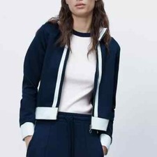 Zara  Womens Navy Fitted Track Jacket Small