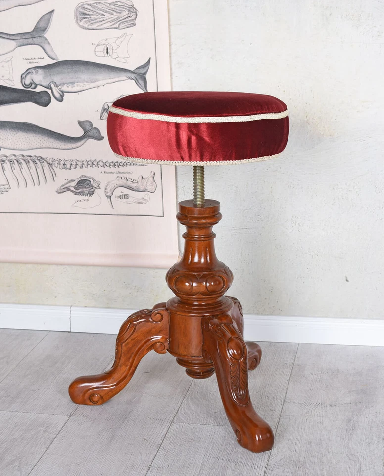 Sitting Stool Mahogany Piano Stool Antique Piano Bench Klavierstuhl - Image 2 of 4