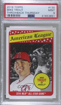 2018 Topps Throwback Thursday #TBT Online Exclusive /1198 Mike Trout PSA 9 MINT