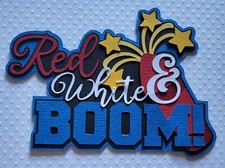 Red White And Boom Title. Scrapbook, Card Making Paper Piecing