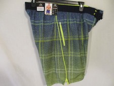 ZeroXposur Polyester Green Cstr Plaid 50 UPF Stretch Flat Swim Shorts SR 50 NEW