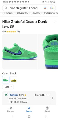Size 10 - Nike SB Dunk Low x Grateful Dead Green Bear 2020