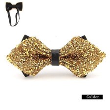 Men Formal Diamond Sequin Tip Bowtie Rhinestone Tuxedo Suit Pre-tied Party Wear