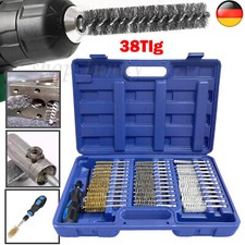 38x Stahl-Faust Rundb&uuml;rsten KFZ Bohrloch-B&uuml;rsten Nylon Messing Stahl-B&uuml;rsten-Sat