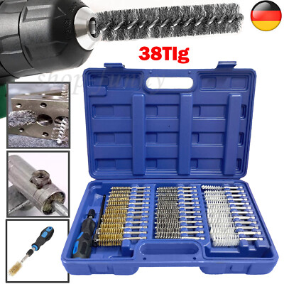 38x Stahl-Faust Rundbürsten KFZ Bohrloch-Bürsten Nylon Messing Stahl-Bürsten-Sat