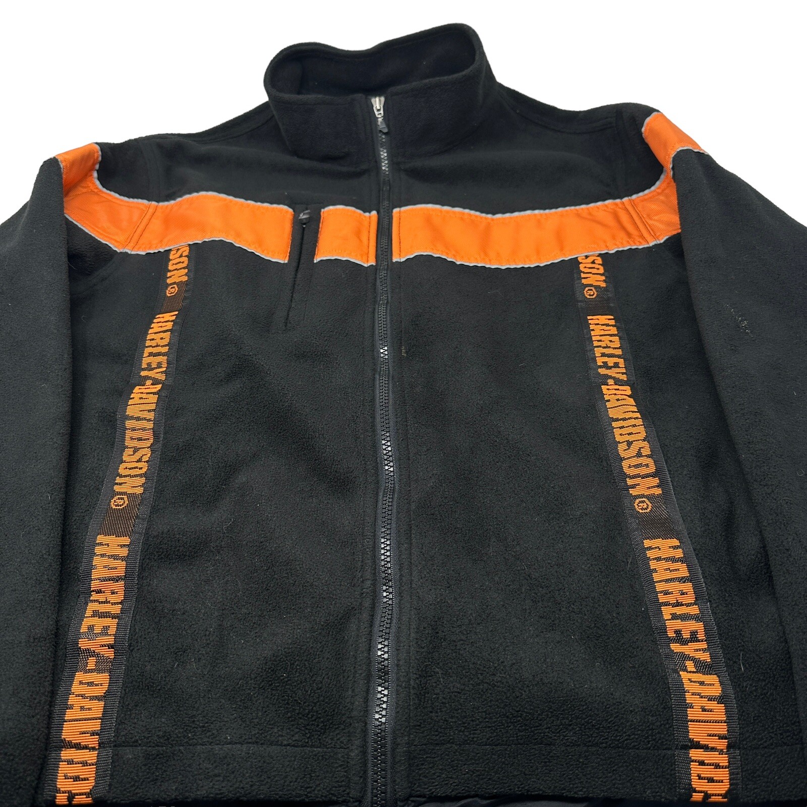 Harley Davidson Reflective Fleece Riding Jacket Mesh Lined Black and