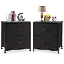 Set of 2 Nightstand Dressers - 2 Drawers Fabric Storage Organizer for Bedroom