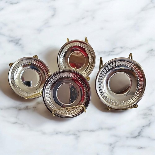 Veracruz Bellini Porcelain Espresso Cup Silverplate Saucers Spoons Set of 4 READ - Picture 11 of 17