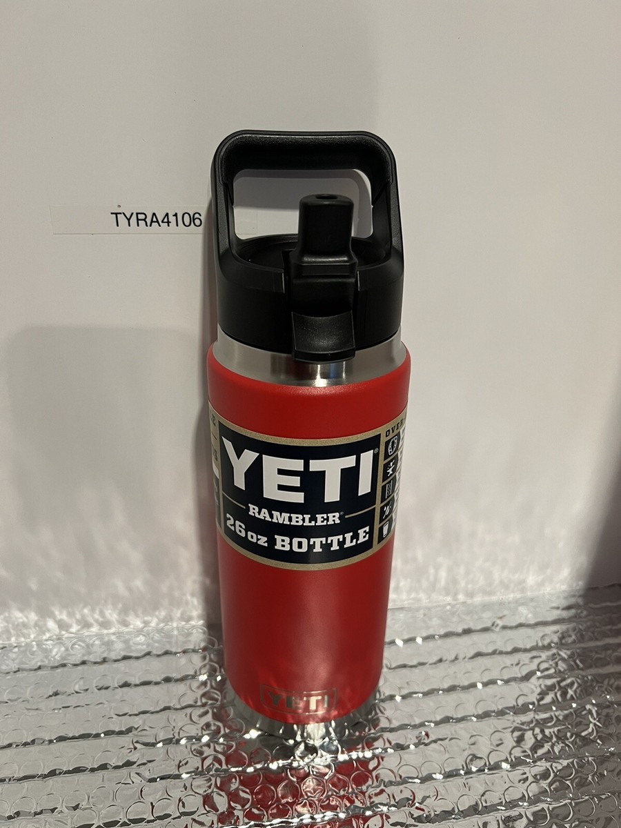 Yeti Rambler 26 oz Rescue Red Water Bottle with Straw Cap