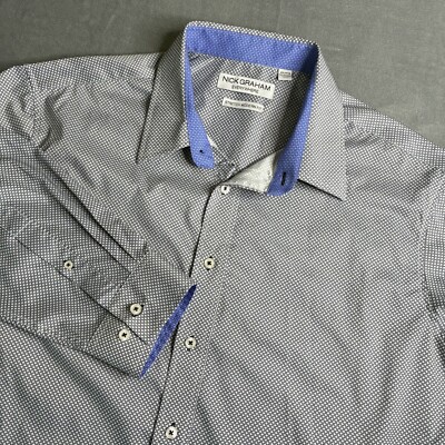 Nick Graham Mens Shirt Sz 2XL Button Up Everywhere Stretch Modern Fit Micro Dots