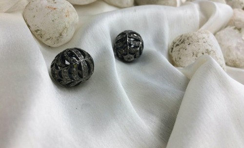 Pave Diamond Beads 925 Silver Diamond Cut Beads For Necklace Jewelry Findings. - Picture 9 of 12